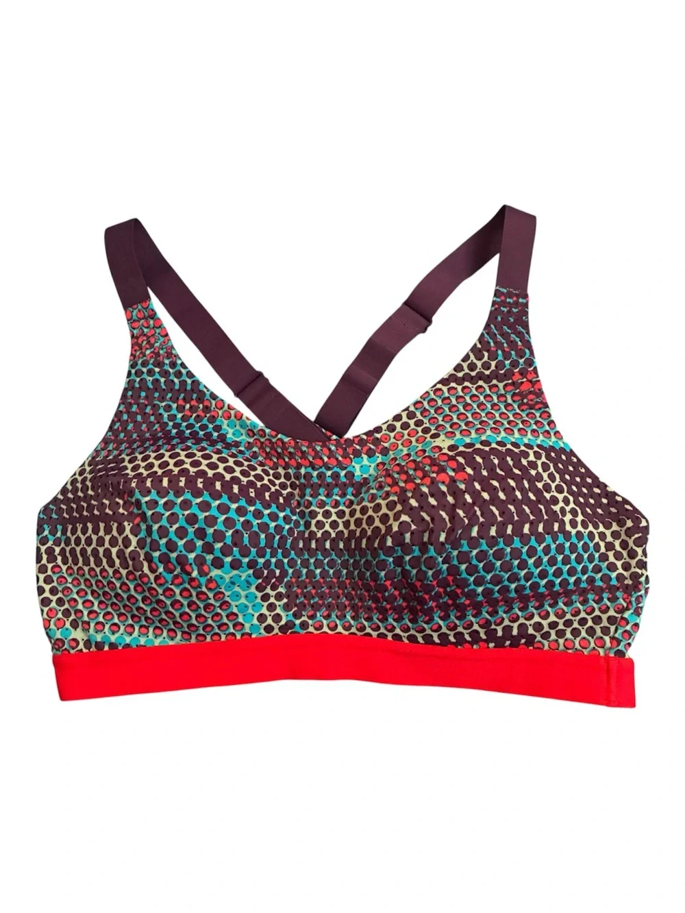 VSX Victoria's Secret Sport Bra 34B Molded Cup Underwire Strappy Geometric Dot - Picture 4 of 8